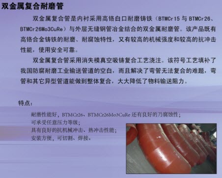 鋼襯-高鉻鎳鉬稀土合金雙金屬耐磨管